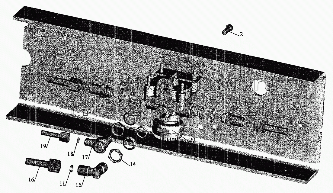 Установка ускорительного клапана и присоединительной арматуры на шасси на МАЗ-630305 под бетоносмеситель